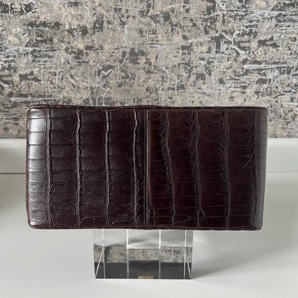$7.5K LAMBERTSON TRUEX TIFFANY BROWN CROCODILE BOXCAR PURSE BAG - Picture 6 of 11